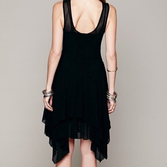 Free People Caught in My Net Slip Dress, Black, M, EUC - Picture 2 of 6